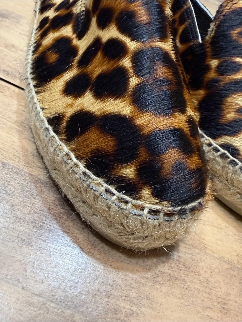 MANEBI Serengeti Calf Hair Double Sole Espadrilles Leopard Print